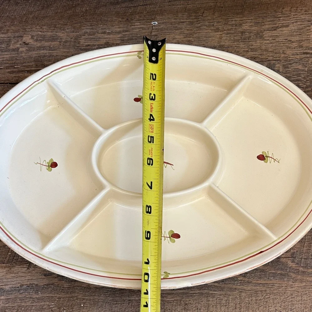Vietri, Italy! Fiori Di Bosco 5-Part Relish Tray Oval Serving‎ Dish